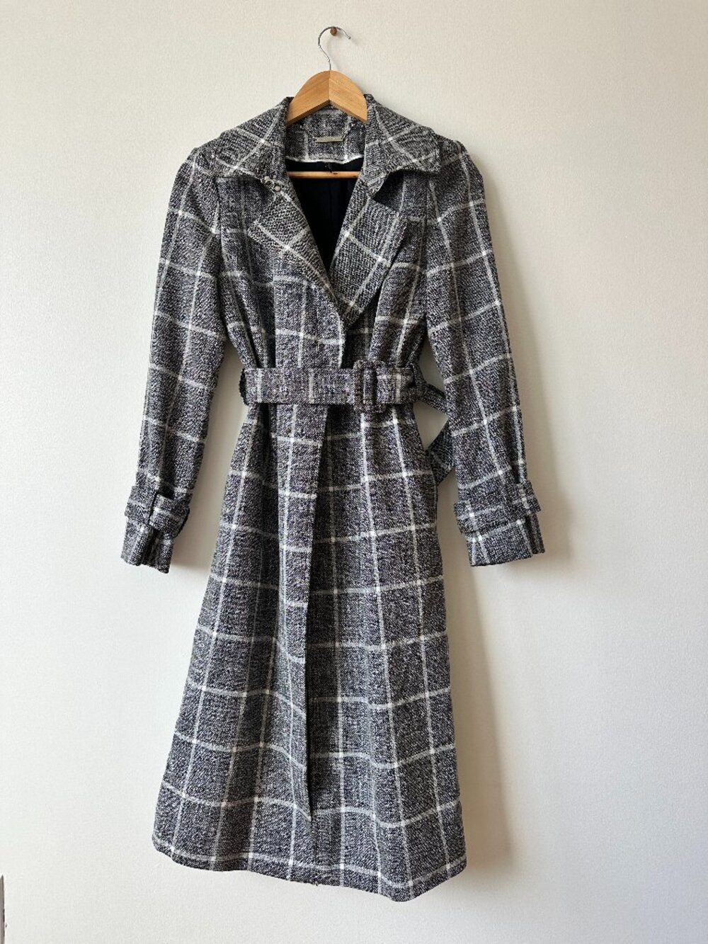 Black House White Market Women’s Gray Windowpane Belted Coat